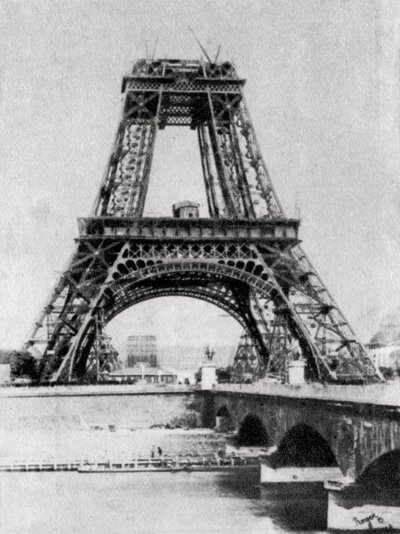 The Eiffel Tower under construction, Paris by Unbekannt