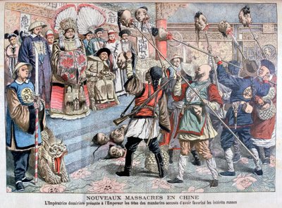 The Emperor being shown heads of Mandarins suspected of supporting the Russians, China by Unbekannt