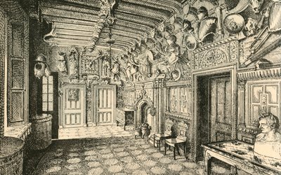 The Entrance-Hall. Along the Wall are Many Suits of Old Armor by Unbekannt