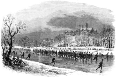 The First Lincolnshire Rifle Volunteers Marching Down the River Witham on Skates, 1861 by Unbekannt