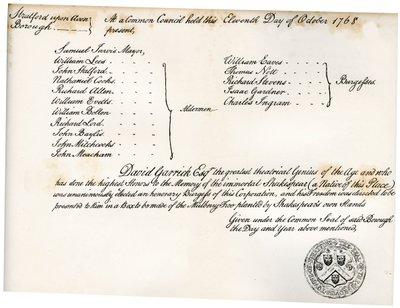 The Freedom of Stratford-upon-Avon, presented to David Garrick by Unbekannt