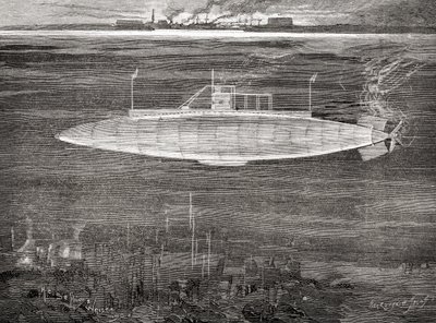 The French Navy Submarine Gustave Zédé, Launched in 1900 by Unbekannt