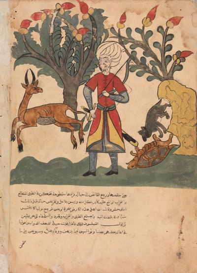 The Gazelle Lures the Hunter Away While the Mouse Frees the Bound Tortoise, 18th century by Unbekannt