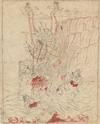 The Goddess Durga Killing the Buffalo Demon, Mahisha Mahishasura Mardini by Unbekannt
