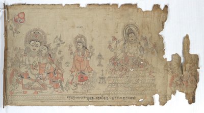 The Goddess Vasudhara Flanked by Kubera and a Fragmentary Durga by Unbekannt