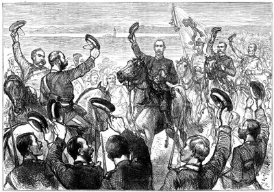 The Grand Duke Nicholas announcing the treaty of peace, San Stefano, Turkey, 19th century by Unbekannt