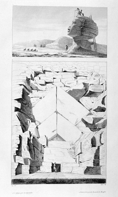 The Great Sphinx of Giza, and the entrance to the Pyramid of Memphis by Unbekannt