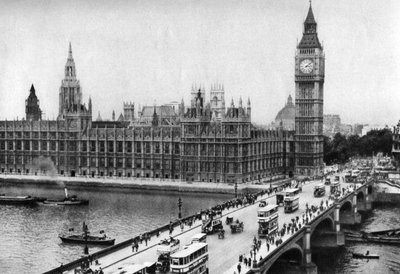 The Houses of Parliament and Westminster Bridge, London by Unbekannt