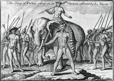 The King of Cochin Riding on an Elephant, Attended by His Nayros by Unbekannt