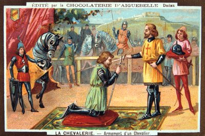 The Knights - Knighting a Knight, Middle Ages. 19th Century. Colour Lithograph. Private collection by Unbekannt