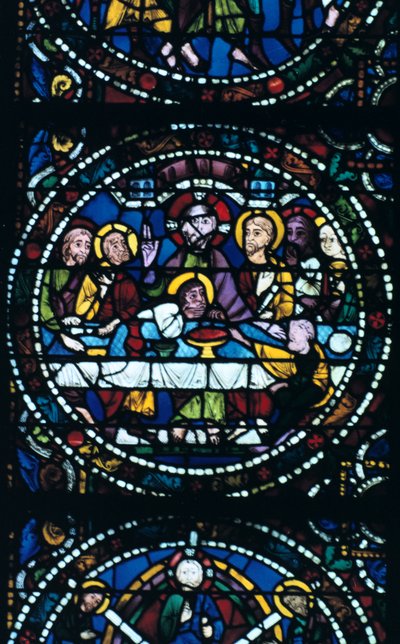 The Last Supper, stained glass, Chartres Cathedral, France by Unbekannt