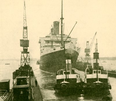 The Majestic Entering Dry Dock Hauled by Tugs by Unbekannt