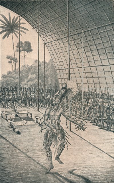 The Mangbattu King Munsa Dances Before His Wives and Warriors by Unbekannt