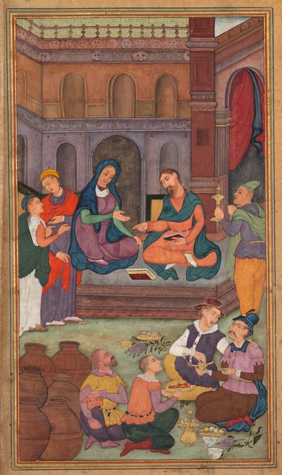 The Marriage at Cana, from a Mirror of Holiness Mirat al-quds of Father Jerome Xavier by Unbekannt