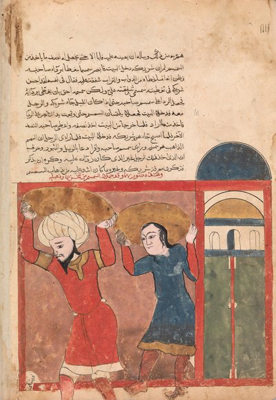 The Merchant and his Accomplice Carry Away Goods, Folio from a Kalila wa Dimna by Unbekannt