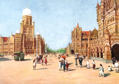 The Municipal Offices and Victoria Terminus, Bombay, India by Unbekannt