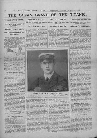 The Ocean Grave of the Titanic, and Photograph of Jack Phillips by Unbekannt