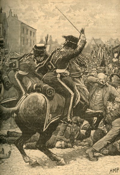 The Peterloo Massacre: hussars charging the people, Manchester, 1819 c1890 by Unbekannt