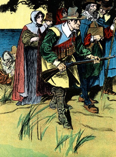 The Pilgrim Fathers After Arriving in America by Unbekannt