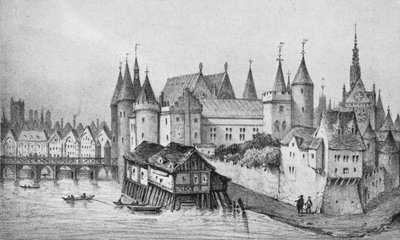 The Pont aux Meuniers and Part of the Palais du Roi de la Cite in 1556 by Unbekannt