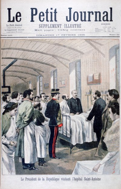 The President of the Republic, Felix Faure, visiting Saint-Antoine Hospital, Paris, 1895 by Unbekannt