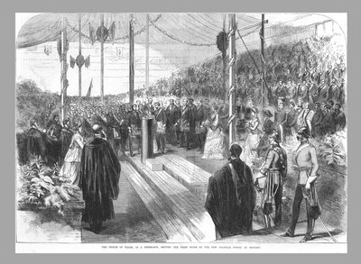 The Prince of Wales Setting the Chief Stone at the New Grammar School at Reading, 1870 by Unbekannt