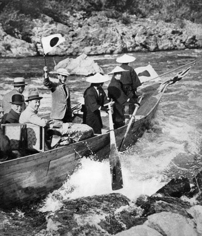 The Prince of Wales Shooting the Rapids at Kyoto, Japan by Unbekannt