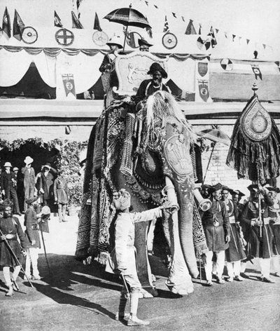 The Prince of Wales with the Maharajah of Gwalior during his Indian Tour by Unbekannt