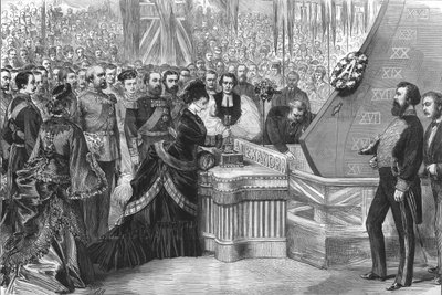 The Princess of Wales Launching the New Ironclad Ship Alexandra, 1875 by Unbekannt