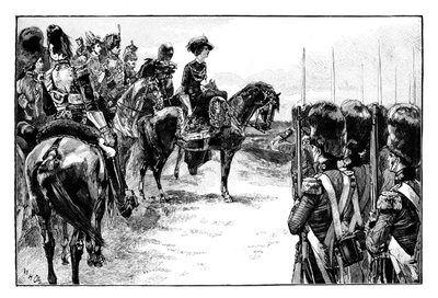 The Queen at the Camp at Chobham, Surrey by Unbekannt