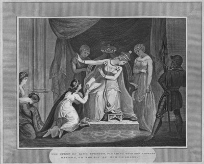 The Queen of King Stephen, Pleading with the Empress Matilda, on Behalf of Her Husband, 1838 by Unbekannt
