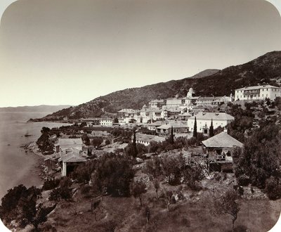 The Rossikon St Panteleimon Monastery on Mount Athos, Greece, 1860s by Unbekannt
