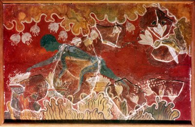The Saffron-Gatherer Fresco from Minoan Royal Palace, Knossos, Crete by Unbekannt