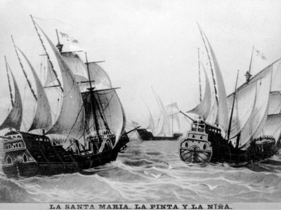 The Santa Maria, the Pinta and the Nina, 15th century by Unbekannt