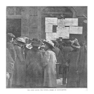 The Scene Round the Fateful Board at Southampton, April 20, 1912 by Unbekannt