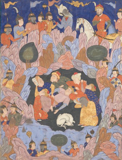 The Seven Sleepers of Ephesus, Folio from a Falnama Book of Omens by Unbekannt