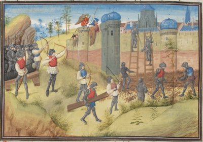 The Siege of Jerusalem, Miniature from the Historia by William of Tyre by Unbekannt