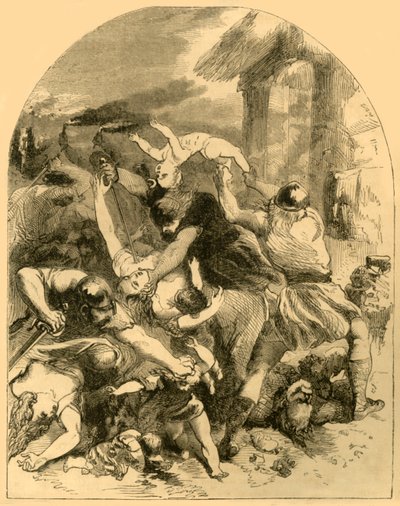 The Sister of King Sweyn murdered in the General Massacre of the Danes by the Saxons 1002, c1890 by Unbekannt