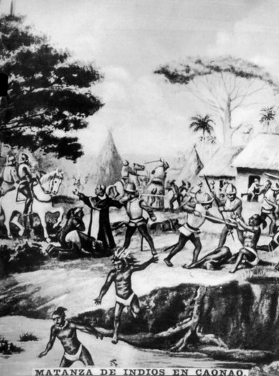 The Slaughter of Natives in Caonao, 16th Century by Unbekannt