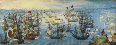 The Spanish Armada off the south coast of England by Unbekannt