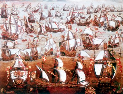 The Spanish Armada Which Threatened England in July 1588 by Unbekannt
