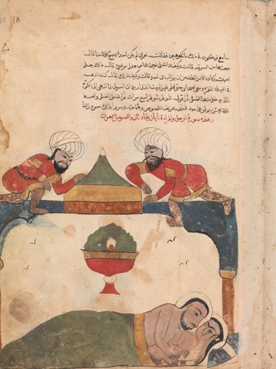 The Thieves on the Roof Awaken the Merchant, Folio from a Kalila wa Dimna, 18th century by Unbekannt
