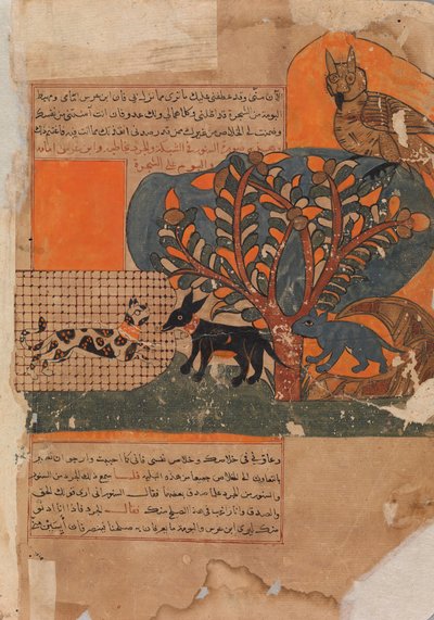 The Trapped Cat and the Frightened Mouse, Folio from a Kalila wa Dimna by Unbekannt