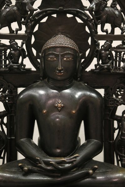 The Jina Shantinatha. 1168; the Backplate About 1300-1500. Copper Alloy with Silver and Copper Inlay. Probably Western India. Victoria and Albert Museum, United Kingdom by Unbekannt