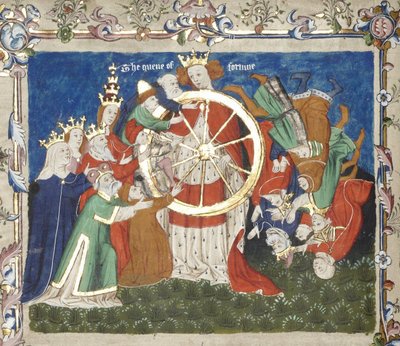 The Wheel of Fortune from a manuscript of Troy Book by John Lydgate, Mid of the 15th century by Unbekannt