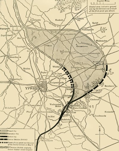 The Ypres Salient before and after the Second Battle of Ypres, First World War by Unbekannt