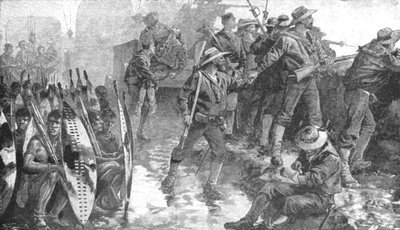 The Zulu War, 1879: Men of H.M.S. Shah inside the Laager at Ginghilovo, 1901 by Unbekannt