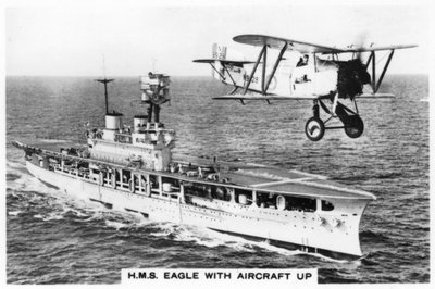 The Aircraft Carrier HMS Eagle and a Fairey Flycatcher Aircraft, 1937 by Unbekannt