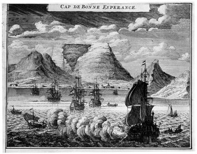 The arrival of the fleet in the time of Simon van der Stel by Unbekannt