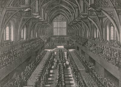 The Banquet in the Great Hall at the Palace of Westminster...Coronation of James II in 1685, 1902 by Unbekannt